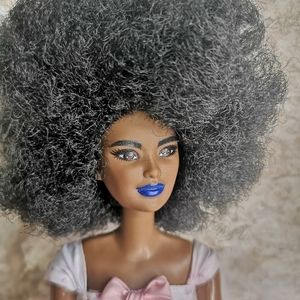 Mattel 2015 African American Barbie Doll Wearing A Beautiful Pink Lace Gown